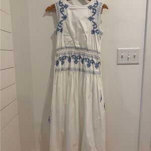 Zara White and Blue Sleeveless Sundress